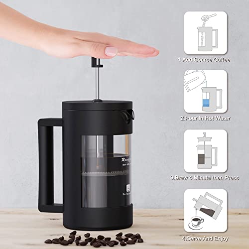 French Press Coffee Maker-Black & Clear Glass