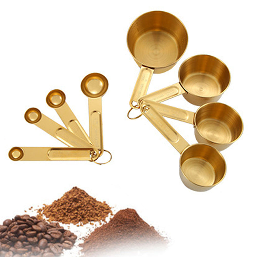 Gold Stainless Steel Measuring Cup & Spoon Sets