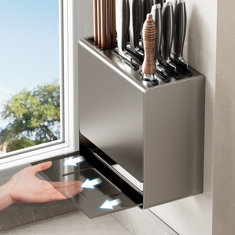 Modern Metal Knife Holder Wall Mount or Countertop