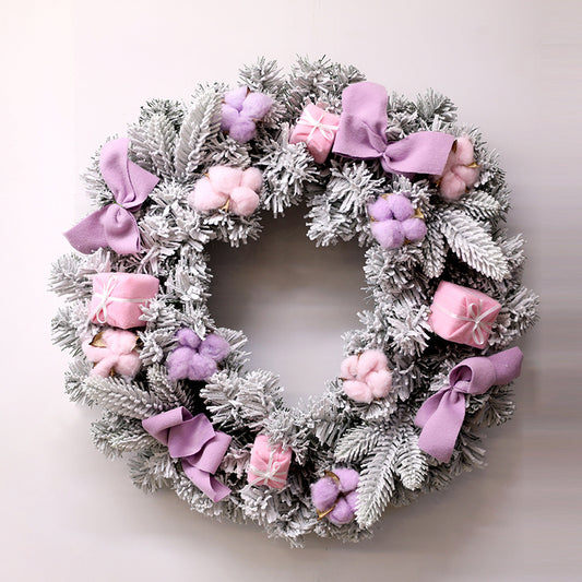 Pink & Snow Frosted Green Wreath