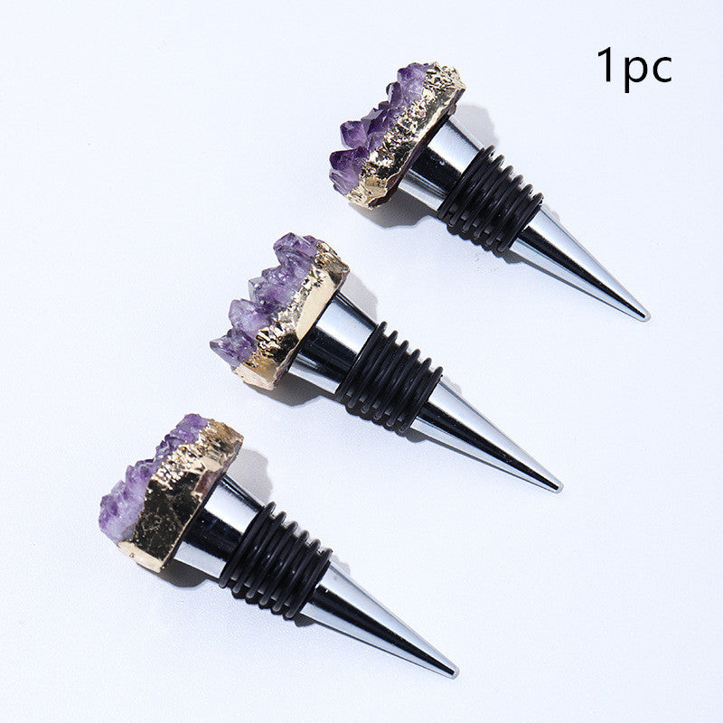 Amethyst Cluster Crystal Wine Bottle Stopper