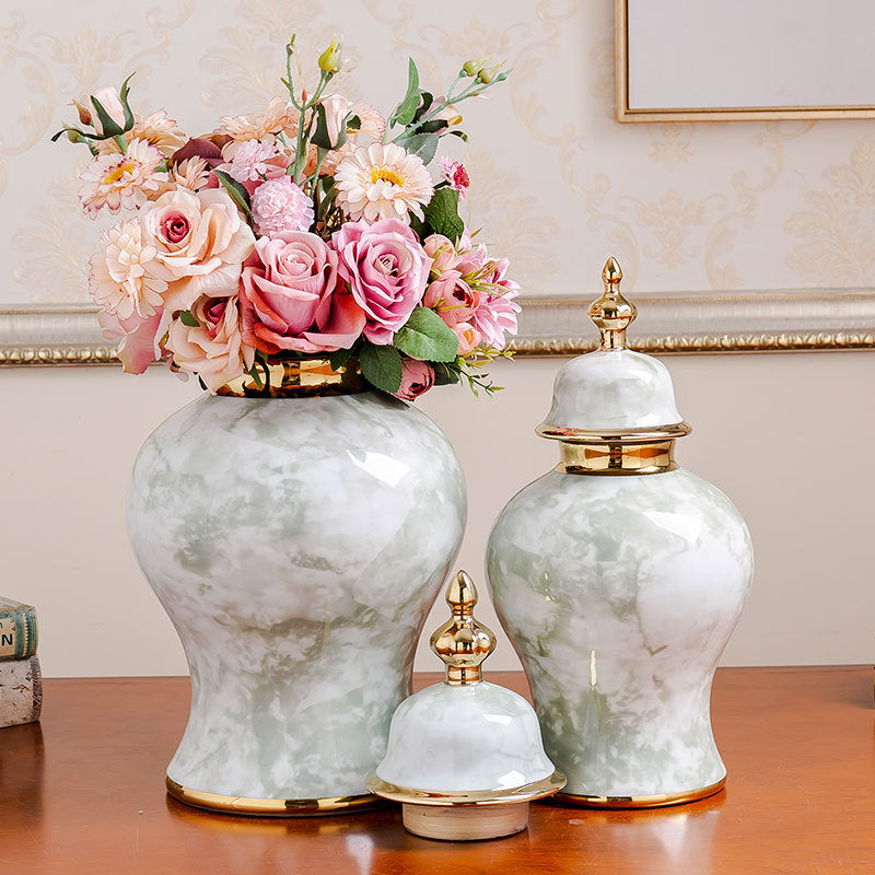 Vase-Classic Ginger Jar-Marble Finish