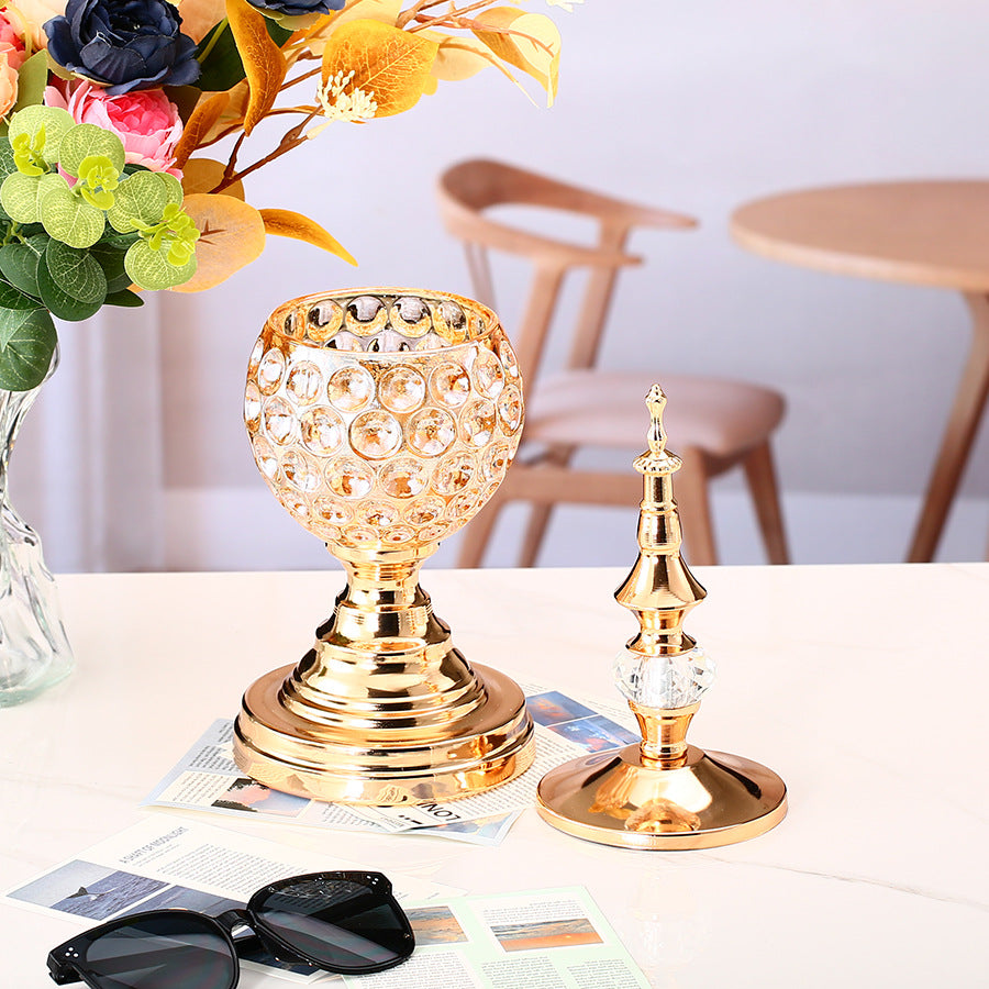 Candle Holder-European Crystal Glass & Metal