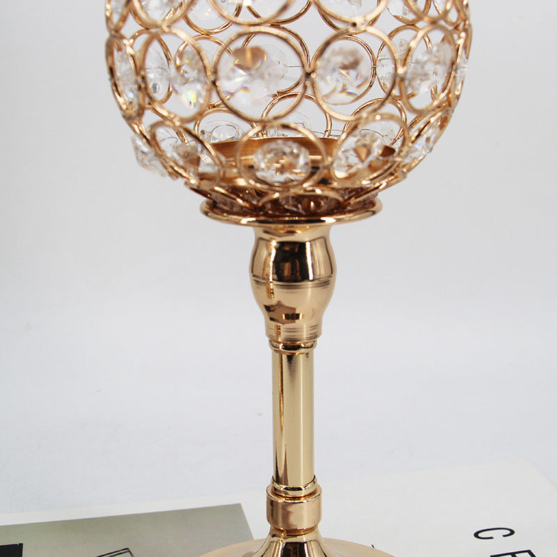 Candle Holder-Golden Crystal