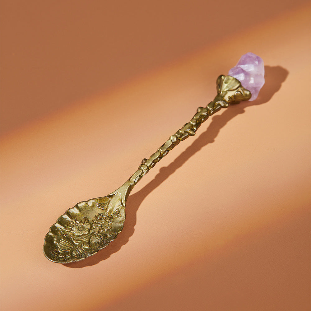 Embossed Crystal Gemstone Dessert Spoon