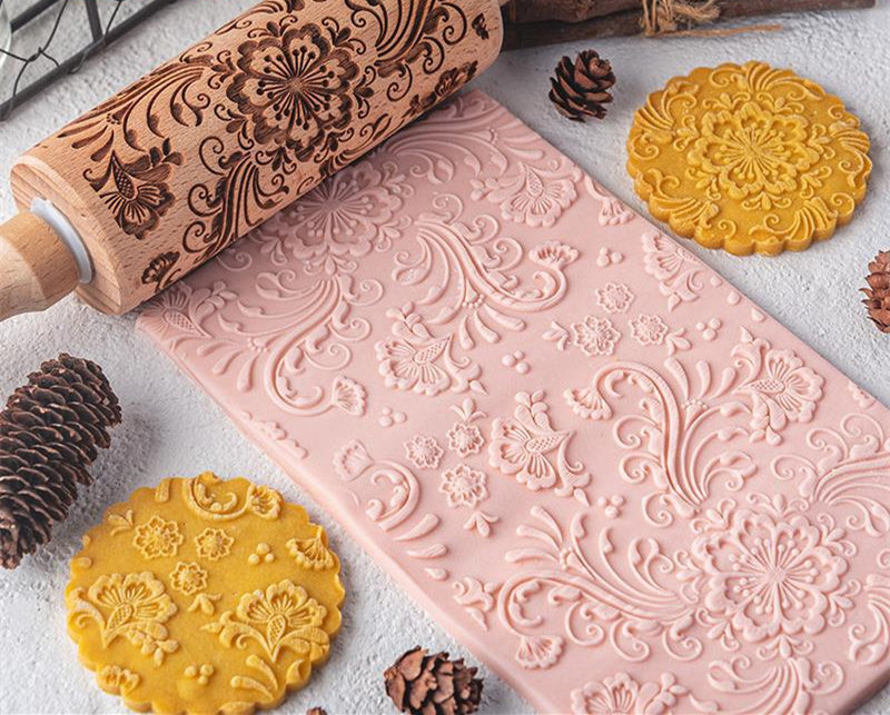 Embossed Scroll Pattern Rolling Pin