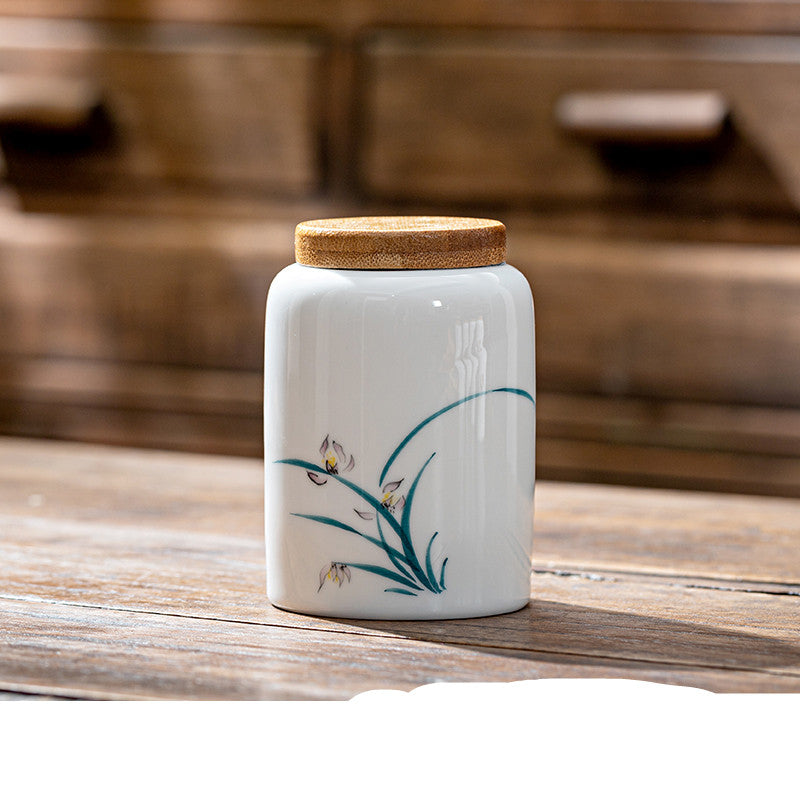 Airtight Hand Painted Ceramic Japanese Tea Jar
