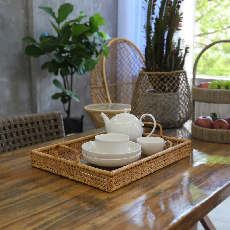 Rattan Tea Table Trays