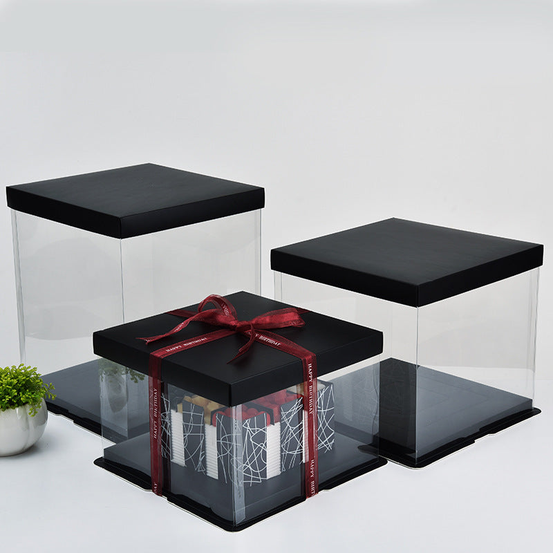 1PC Elegant Cake Box with Black Lid and Base