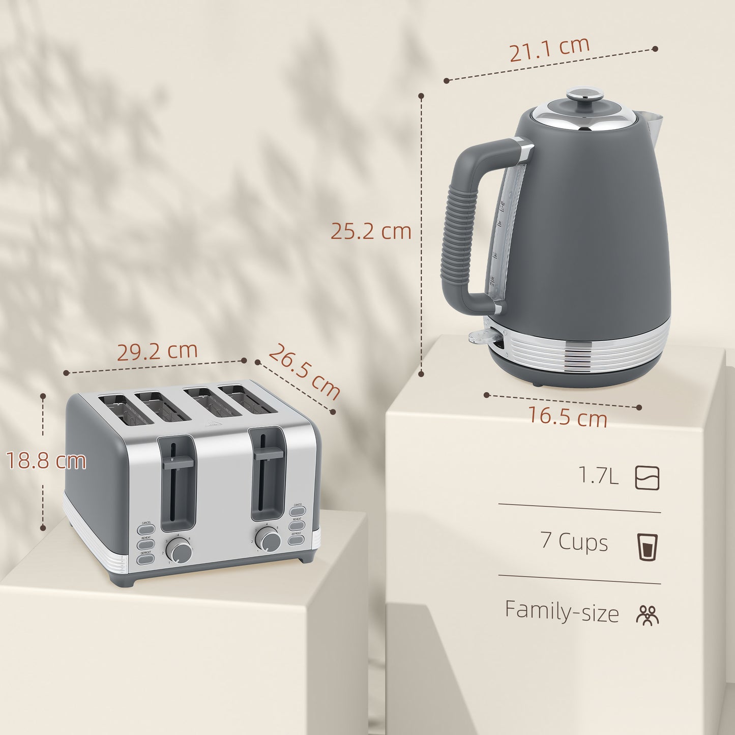 Stainless Steel Kettle And Toaster Set