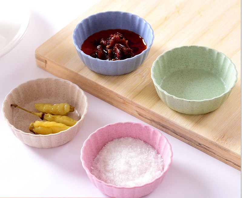 Tableware: 4PC Colorful Fluted Wheat Straw Bowls