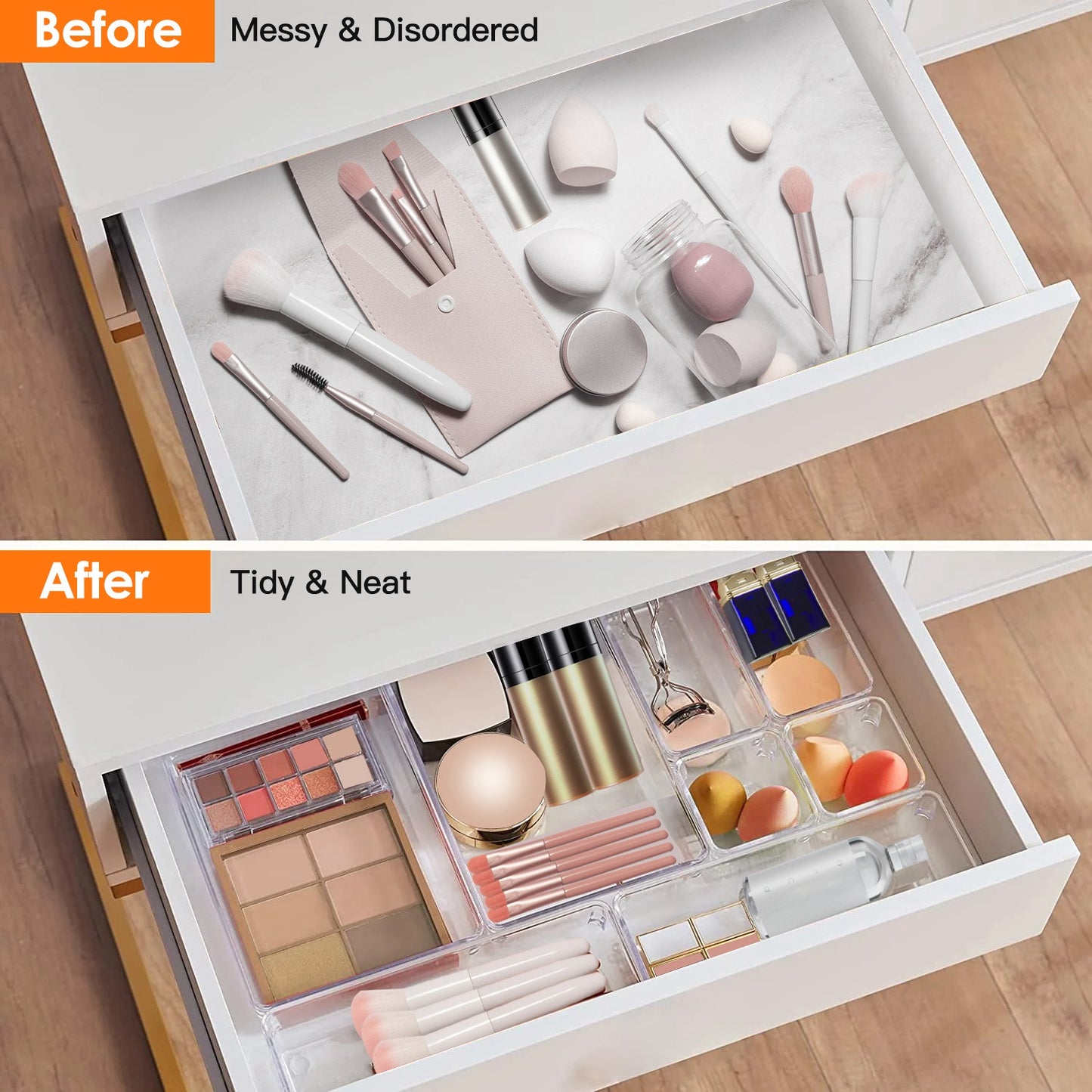 Clear Plastic Drawer Organizers-25PC