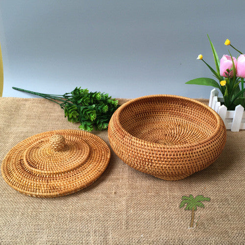 Chinese Rattan Basket with Lid