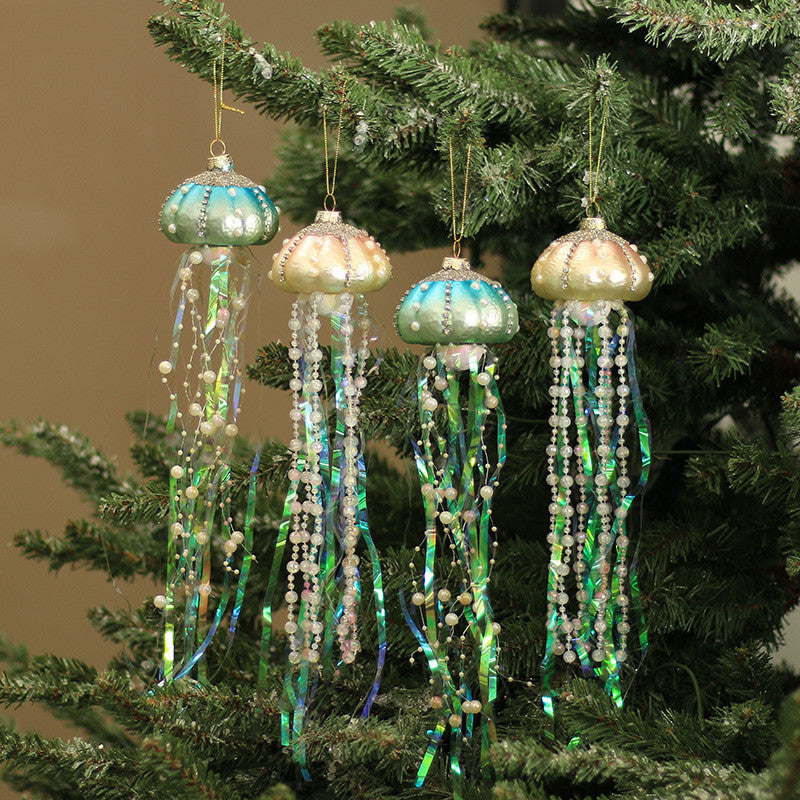 Christmas Tree: 4PC Pearlized Jellyfish Ornaments