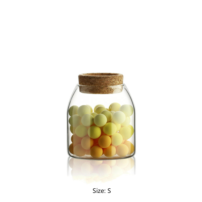 Glass Jar with Stylish Cork Ball Top