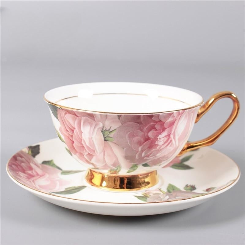 Bone China Flowers & Gold Tea Cups