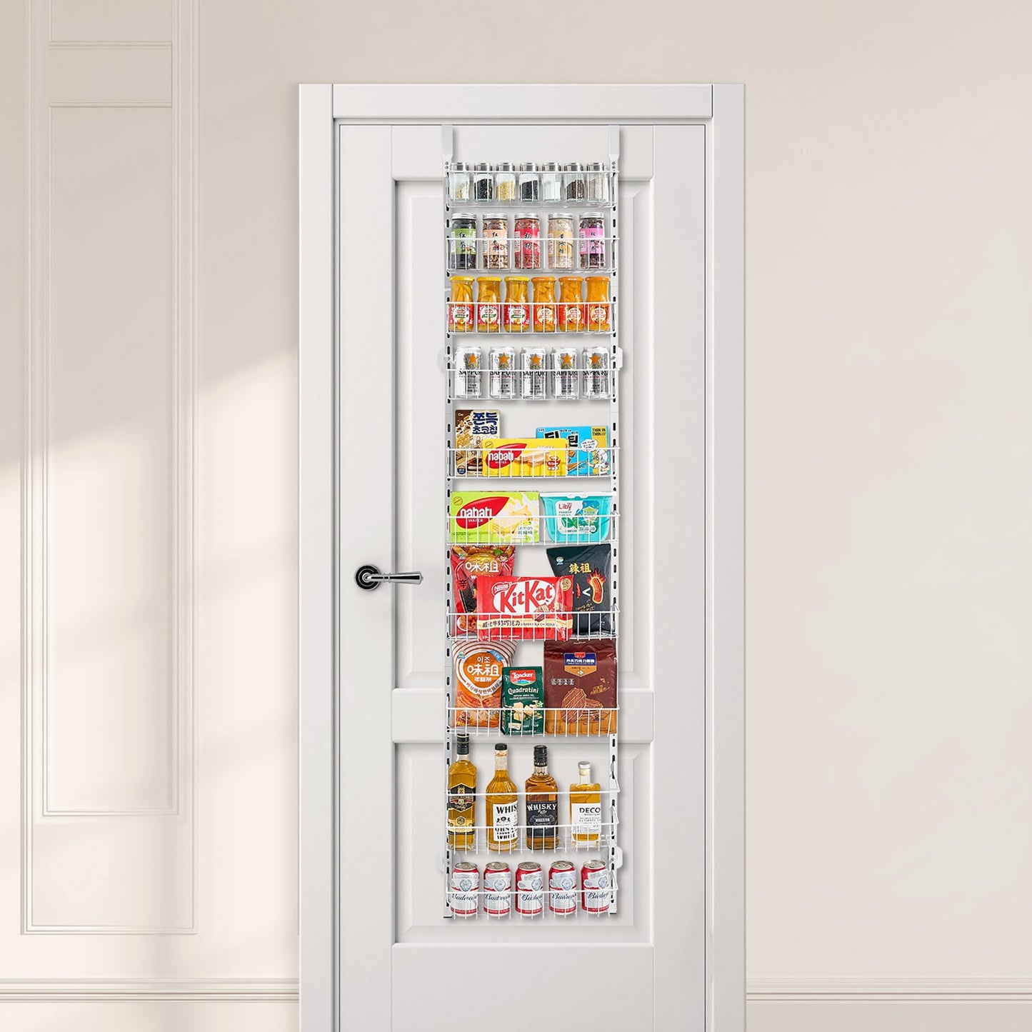 10-Tier Over The Door Pantry Organizer Hanging Storage Rack Adjustable Kitchen
