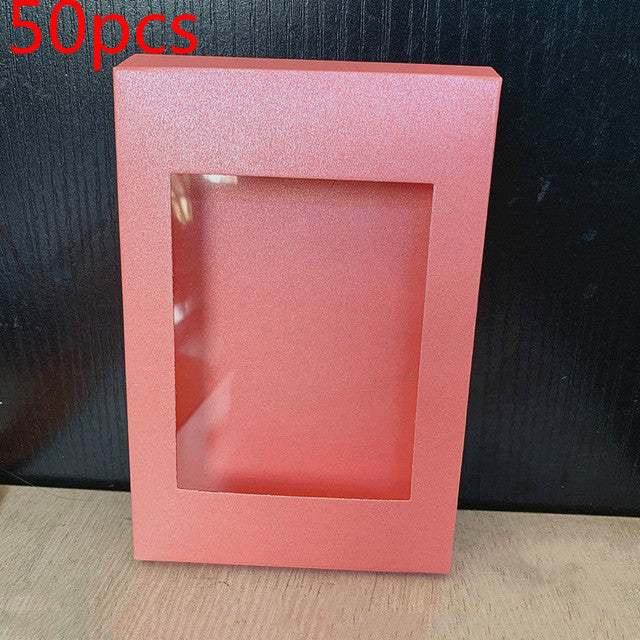 50PCS Colorful Shallow Dessert Boxes with Window