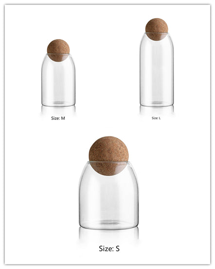 Glass Jar with Stylish Cork Ball Top