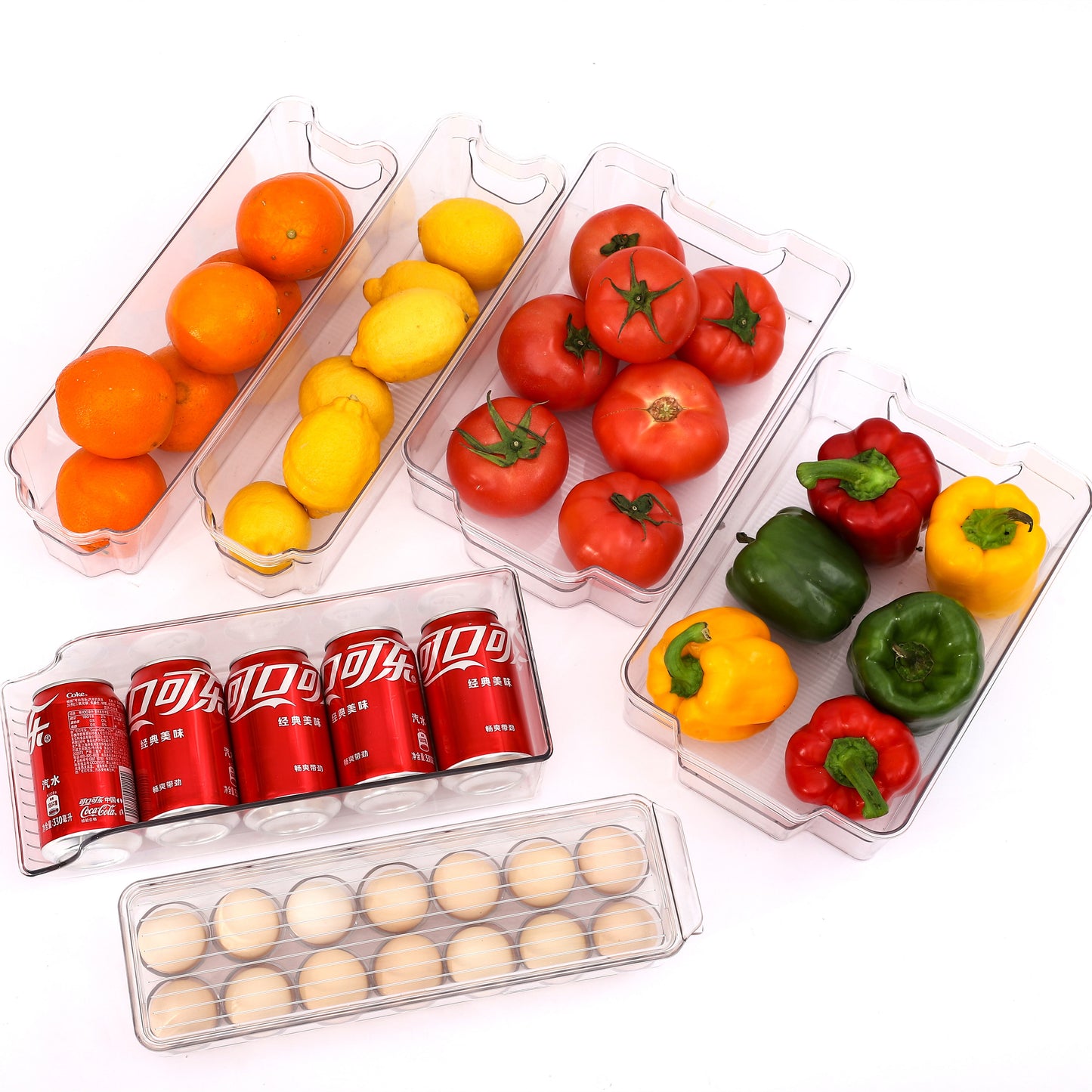 6PC Clear Stackable Refrigerator Bins