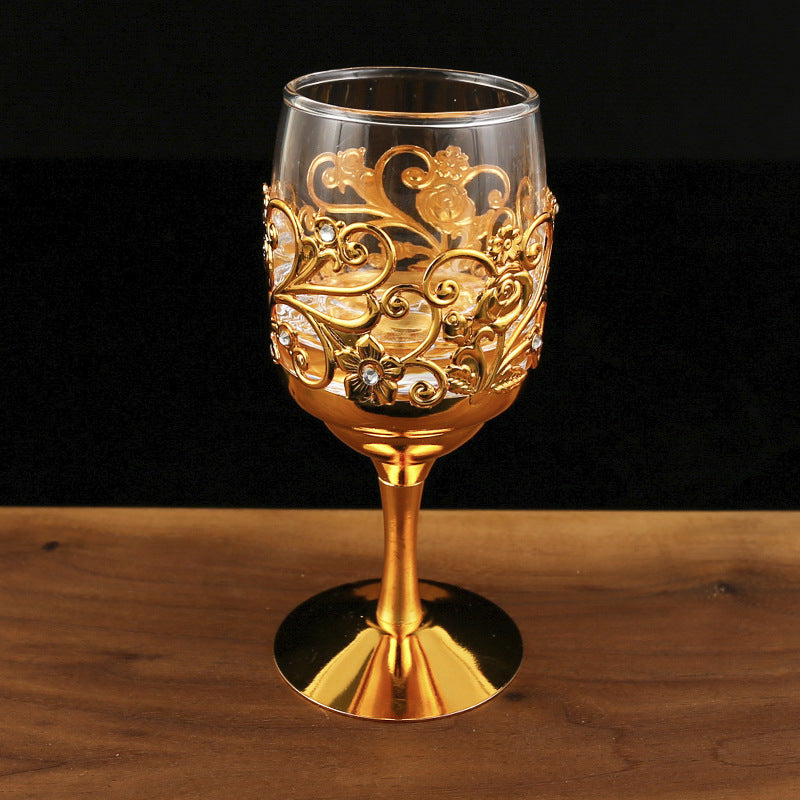 Metal & Glass Floral Wine Glass