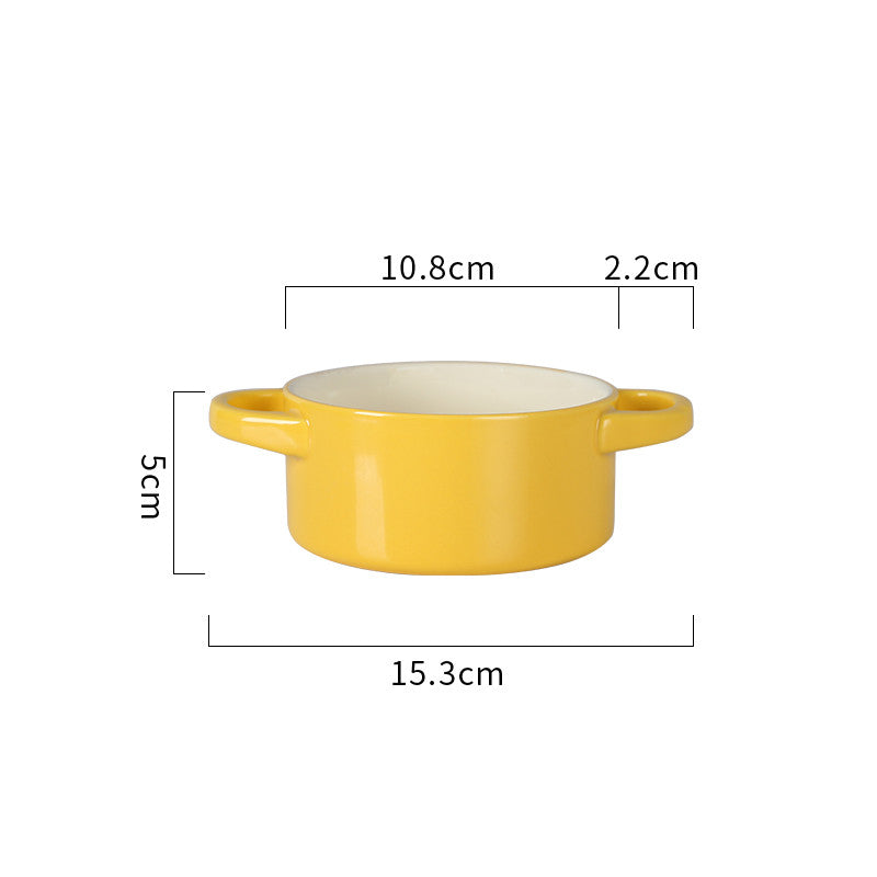 Ceramic Single Serving Bowl with Handles and Lid