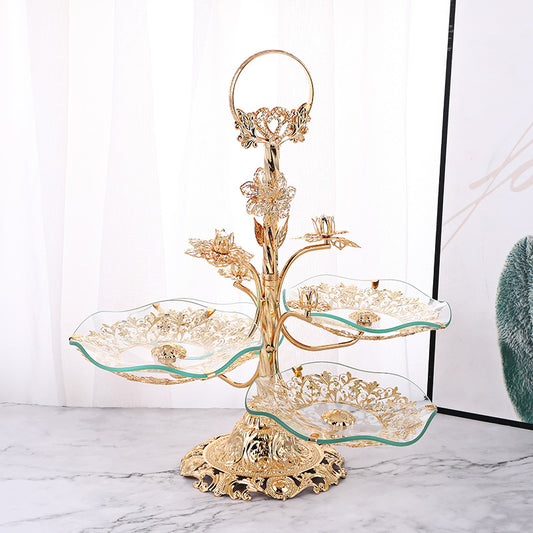 Tiered Dessert Tray-Gold & Crystal