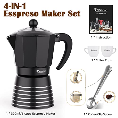 Italian Moka Pot Set-Black w Silver Stripes