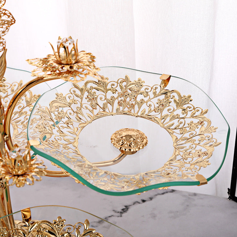 Tiered Dessert Tray-Gold & Crystal