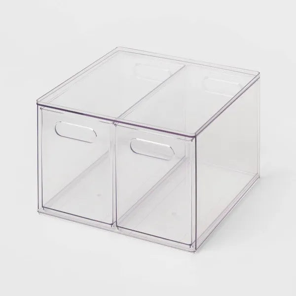 All Purpose 2 Drawer Storage Unit Clear