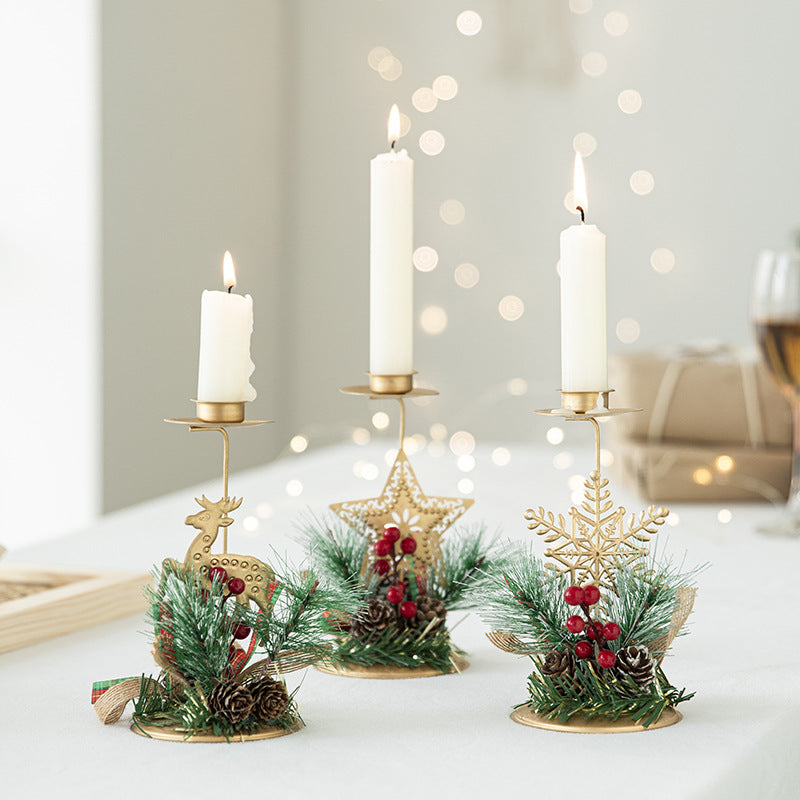Christmas Gold Candlesticks Deer, Star, Snowflake