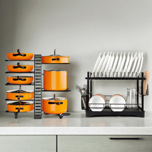 8 Tier Pot And Pan Organizer For Kitchen Counter or Cabinet