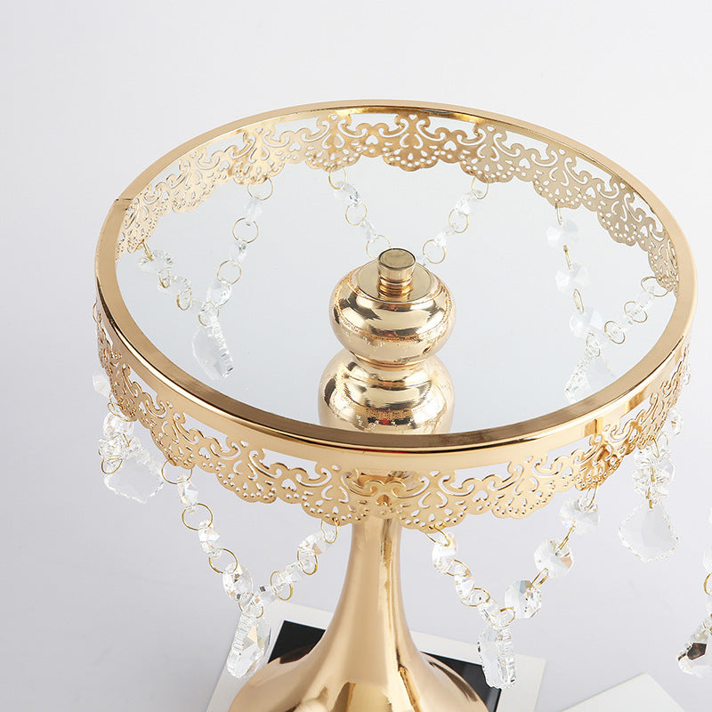 Gold Dessert Stand with Dangling Crystals