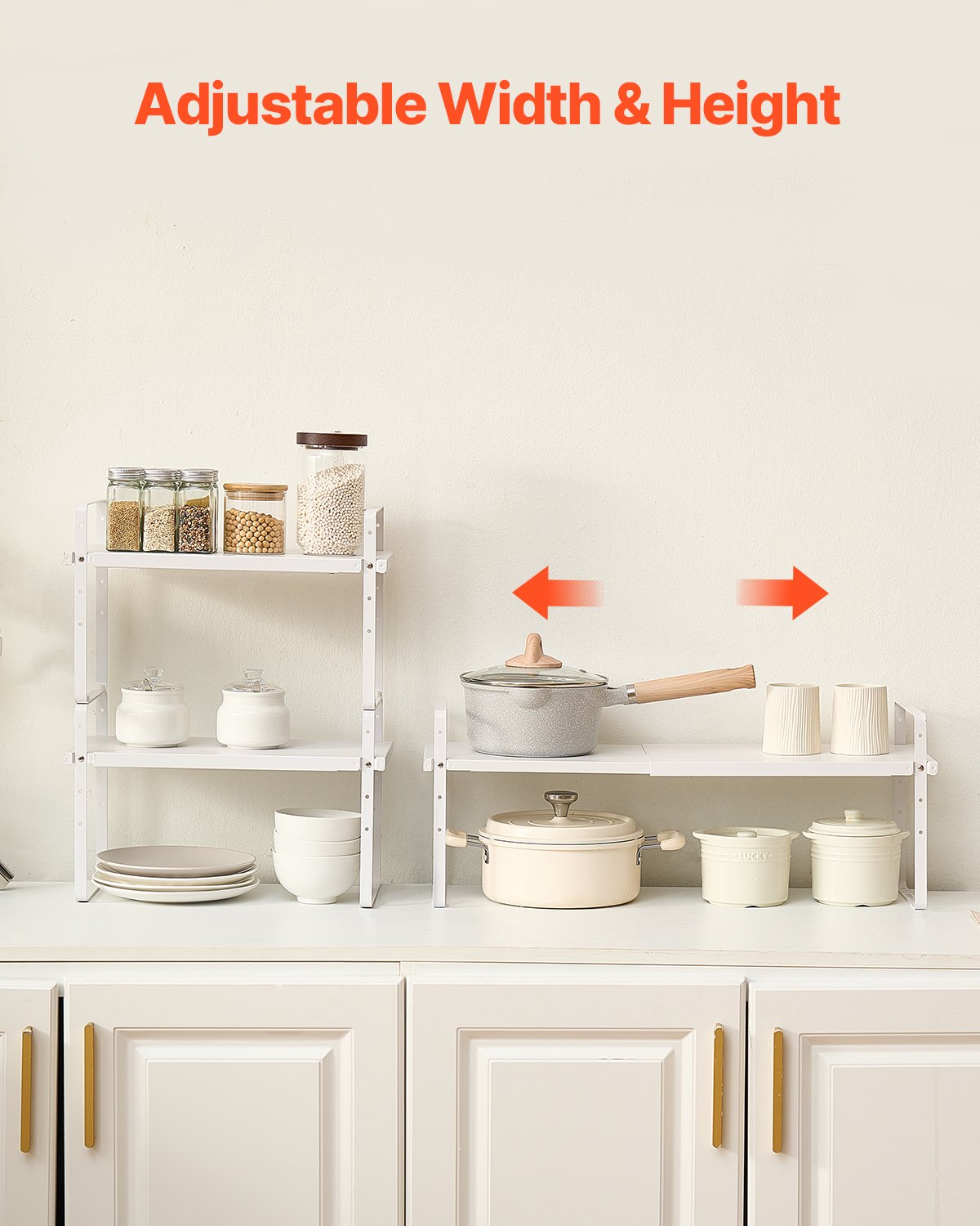 2 Tier Stainless Steel Adjustable Countertop or Cabinet Organizer Shelf