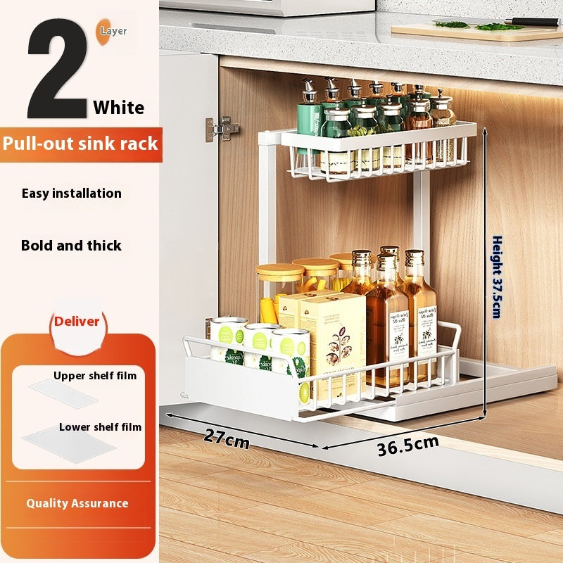 Kitchen Cabinet 2-Tier Pull-Out Organizer Rack