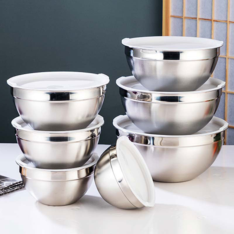 Stainless Steel Mixing Bowls-Colored Lid