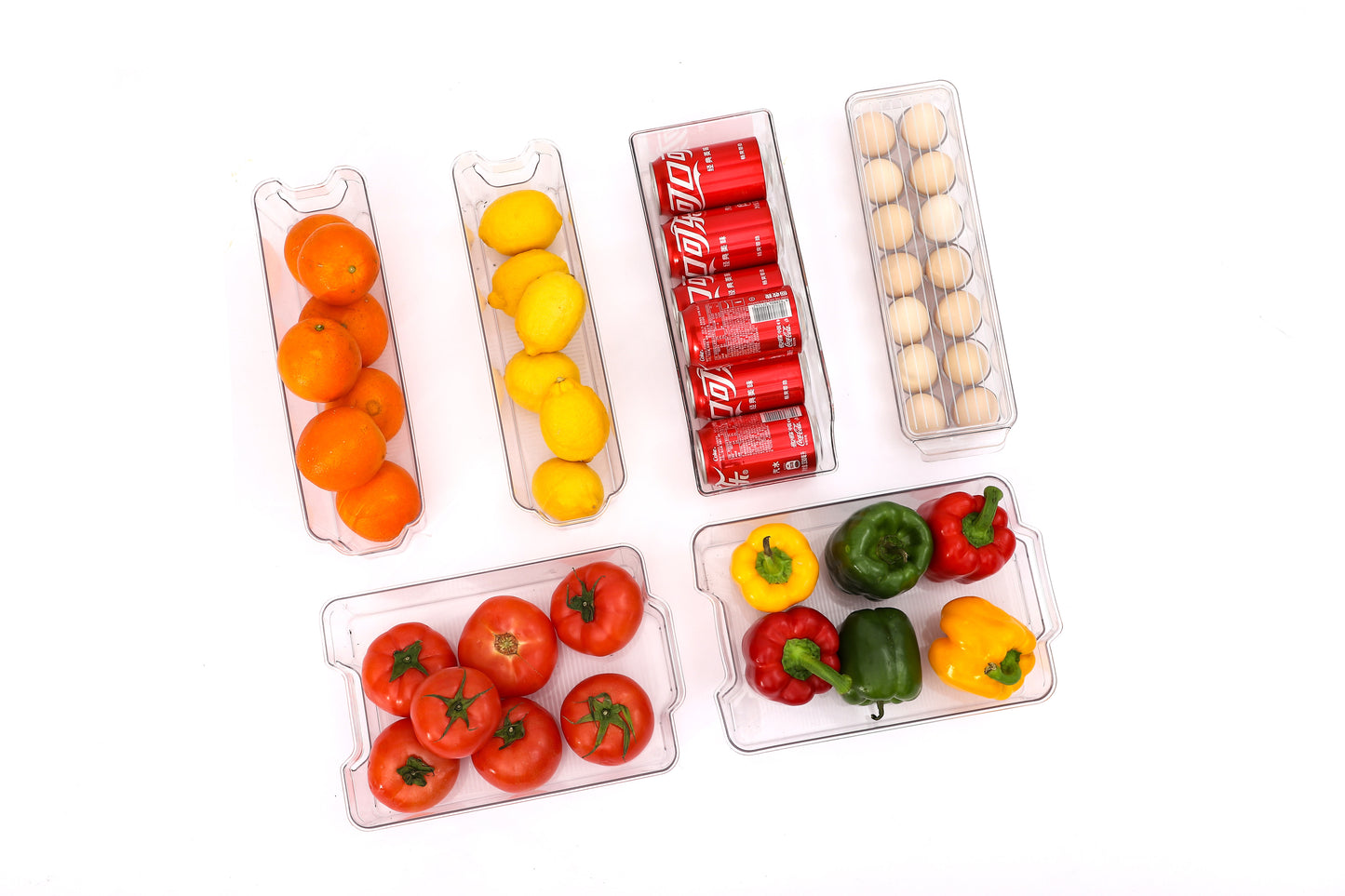 6PC Clear Stackable Refrigerator Bins