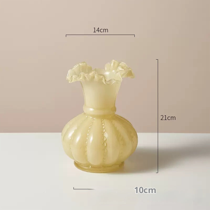 Vase-Glass with Fluted Top- Various Colors and Sizes