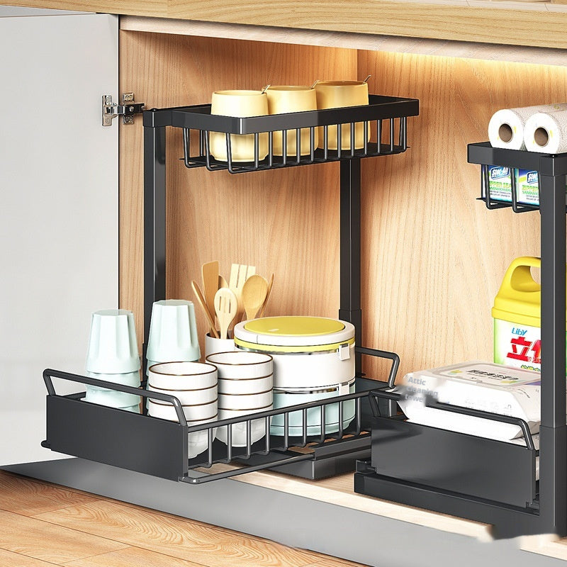 Kitchen Cabinet 2-Tier Pull-Out Organizer Rack