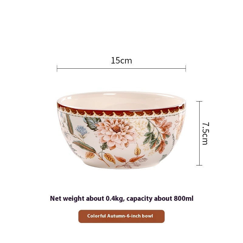 Thanksgiving Tableware: Autumn Flowers Ceramic Dinnerware