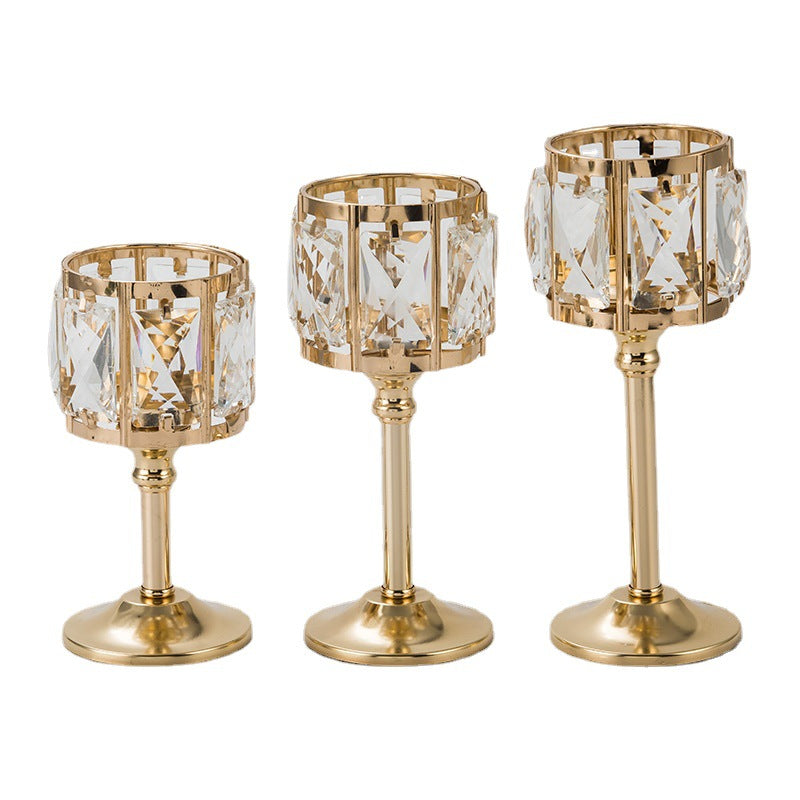 Candle Holder-Crystal Glass & Metal