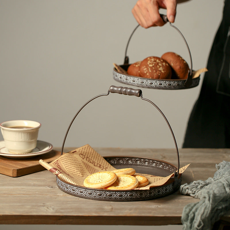 Retro Iron Art Serving Tray/Dessert Tray with Handle