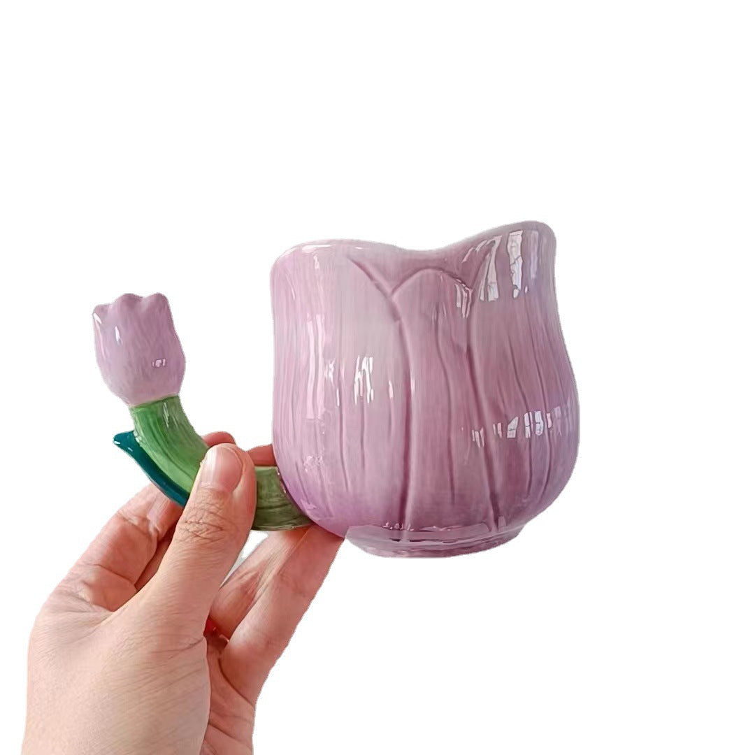 Sculpted Ceramic Tulip Mug