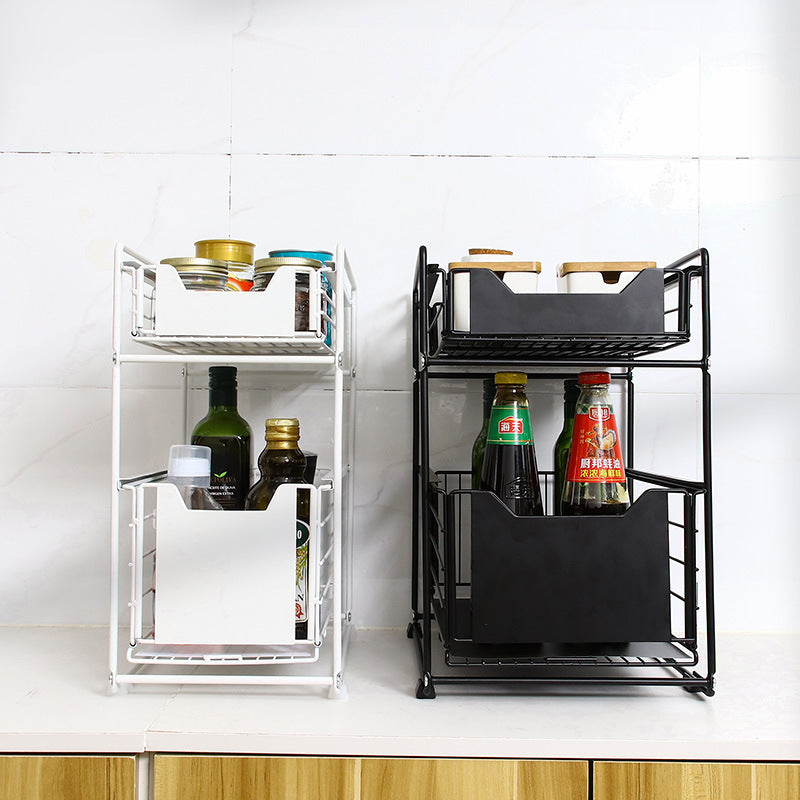 Multipurpose 2-Tier Heavy Duty Carbon Steel Pull-Out Rack