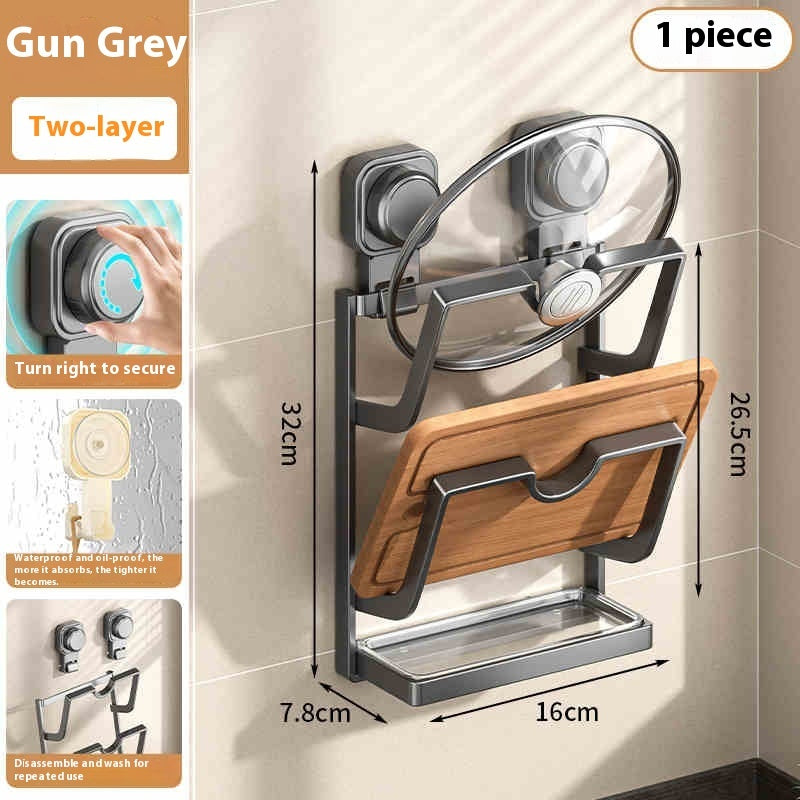 Wall Mount, Cabinet Door Mount Pot Lid Rack: Suction Cup Mount
