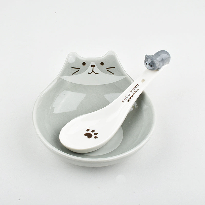 Japanese Cat Face Ceramic Bowl