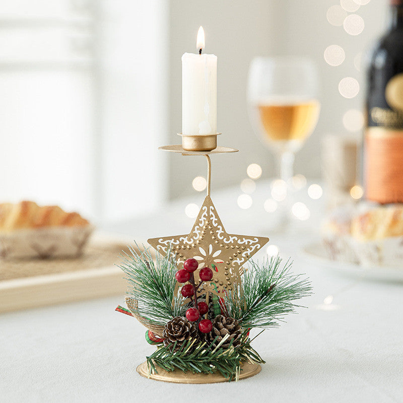 Christmas Gold Candlesticks Deer, Star, Snowflake