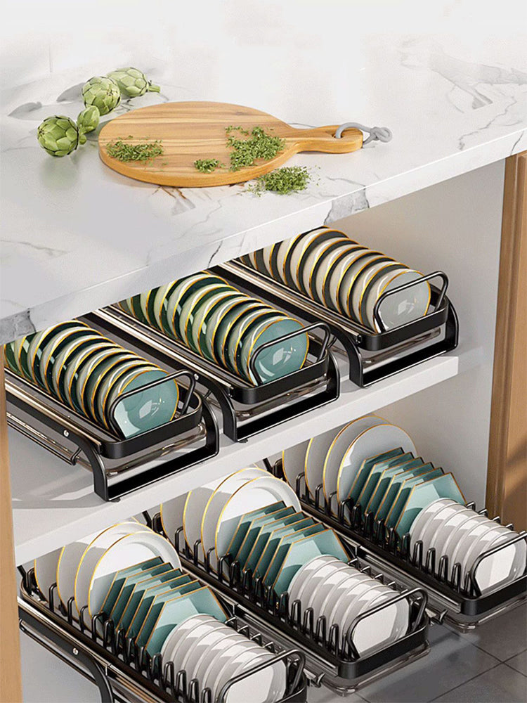 Kitchen Pull-Out Cabinet Tableware Storage Rack