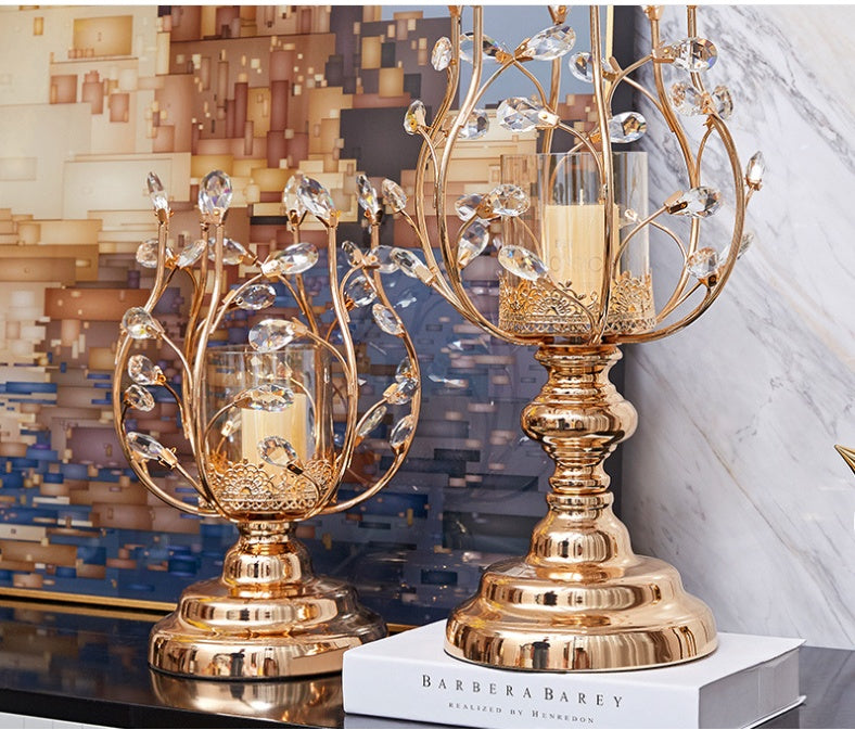 Candle Holder-Lux Metal and Glass