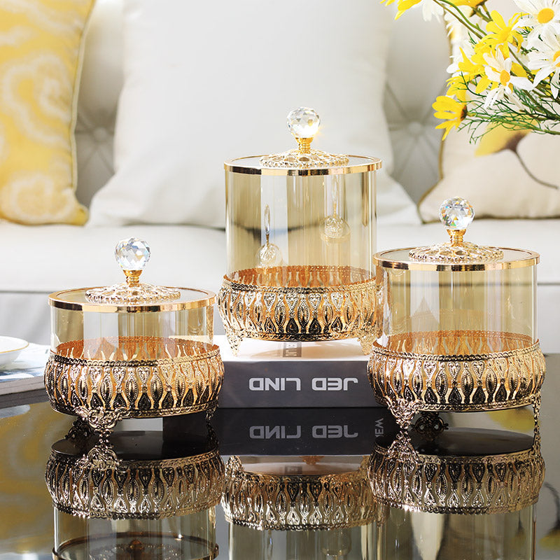 Gold Embellished Glass Jars